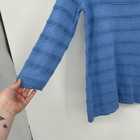41 Hawthorn Stitch Fix Blue Hauthie Pointell Pullover Sweater Size Large L - Picture 3 of 5